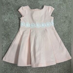 Janie & Jack Blush Pink Spring Easter dress short sleeve white lace 12-18 months